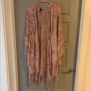 Mixit Blush Lace Fringe Beach Cover-Up